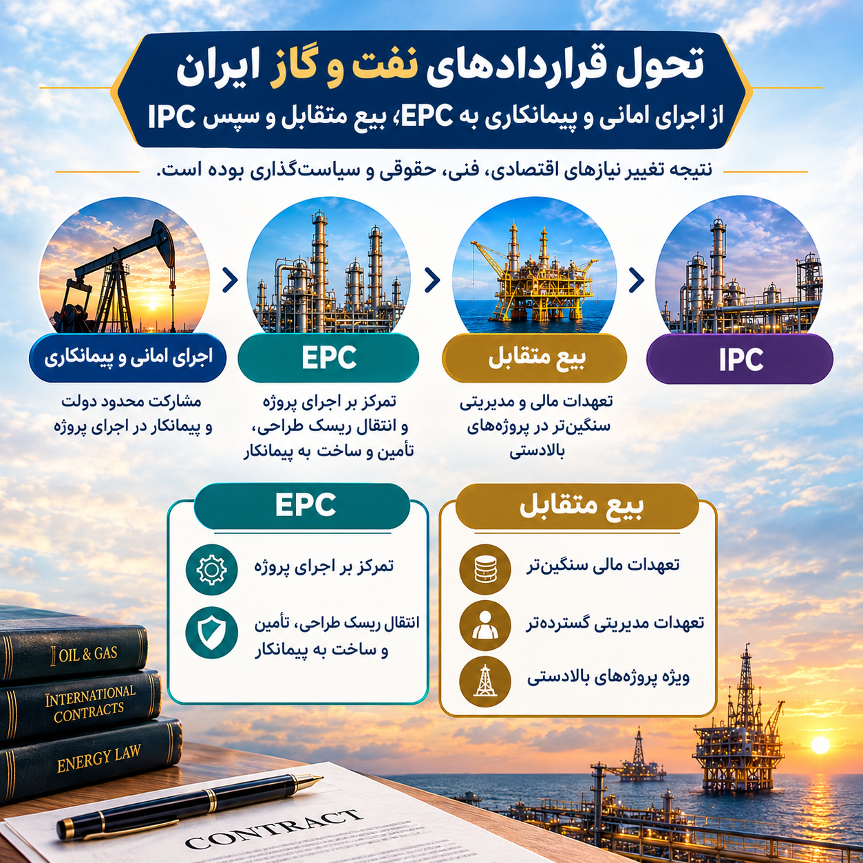 تحول قراردادهای نفت و گاز ایران از بیع متقابل تا ٍEPC و IPC
